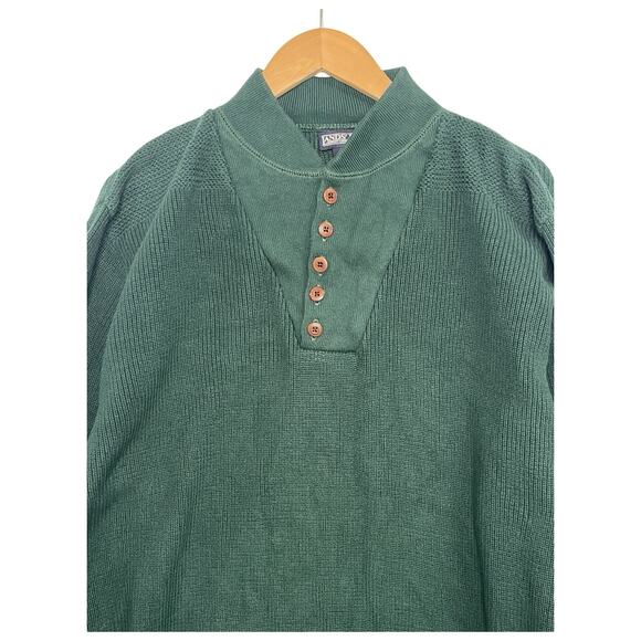 Vintage Lands End Sweater Mens XL Green Cotton Henley Pullover USA Retro 80s 90s - Picture 5 of 12